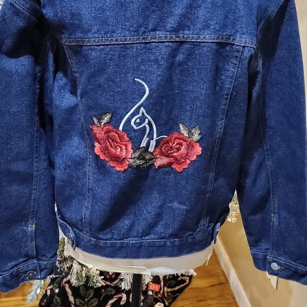 Baby Phat Denim Jacket with Red Rose Embroidery - Picture 3 of 12